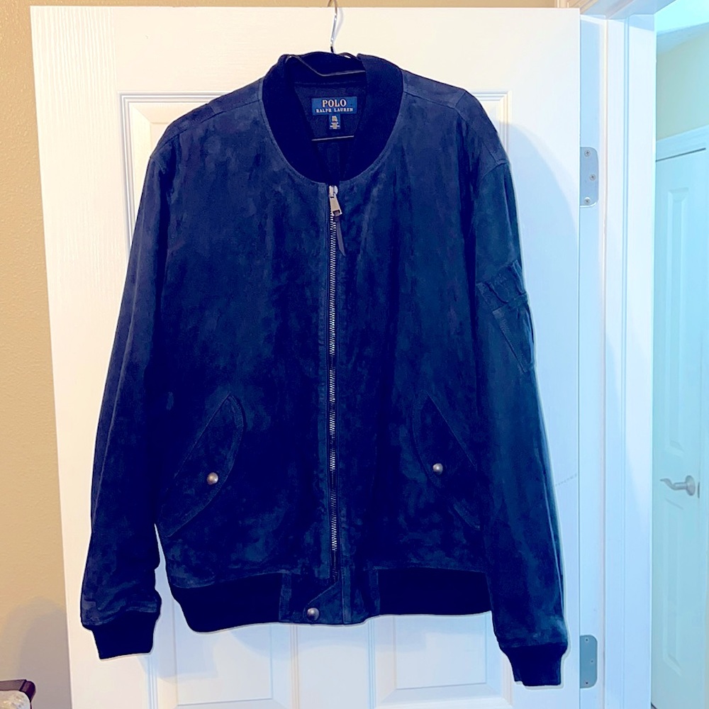 Selling mens Navy Blue Suede jacket made by Polo by Ralph Lauren